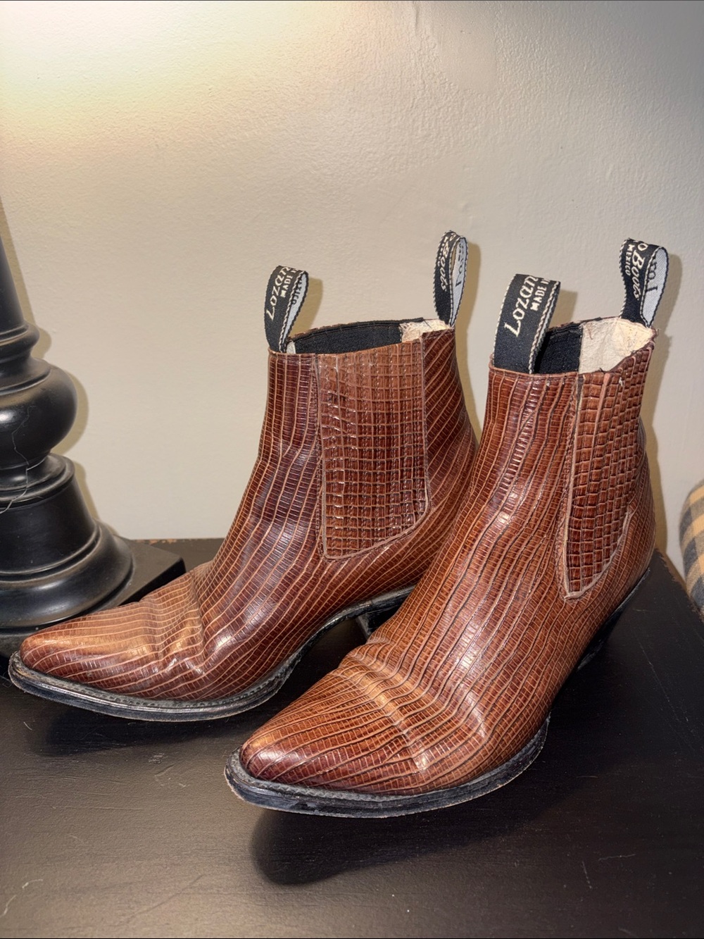 OAK Brown Croc-Embossed Leather Chelsea Boots